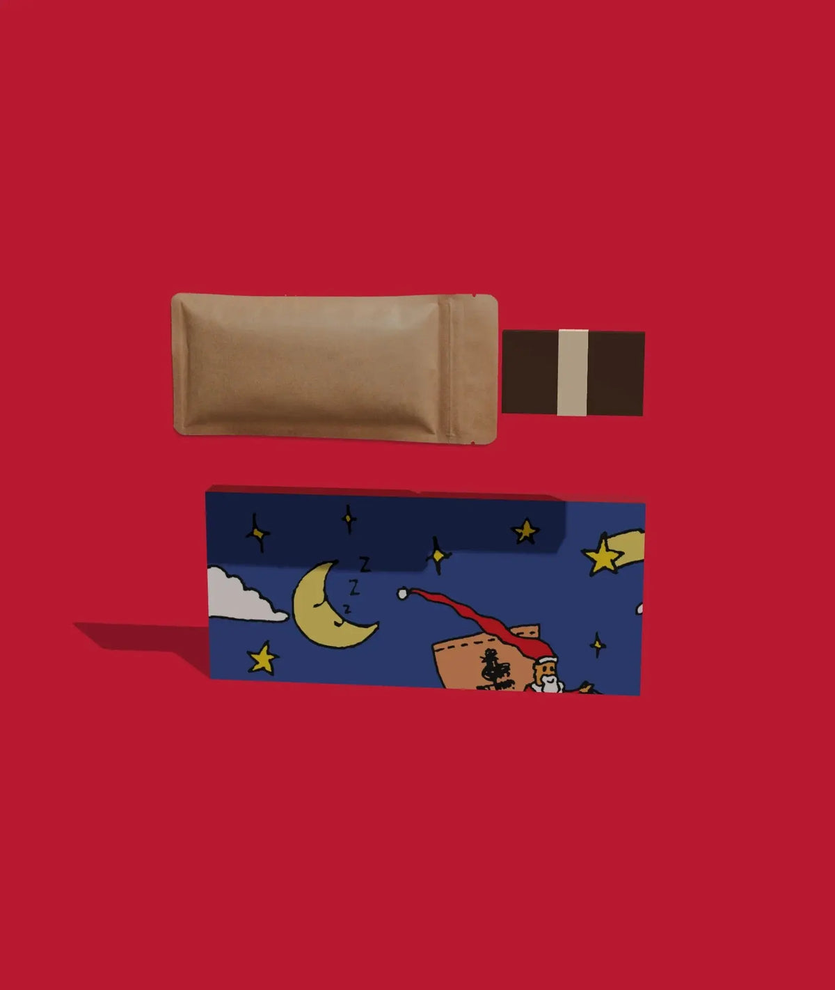 Inside the box: a 35 g bag of coffee and a 6 g chocolate bar
