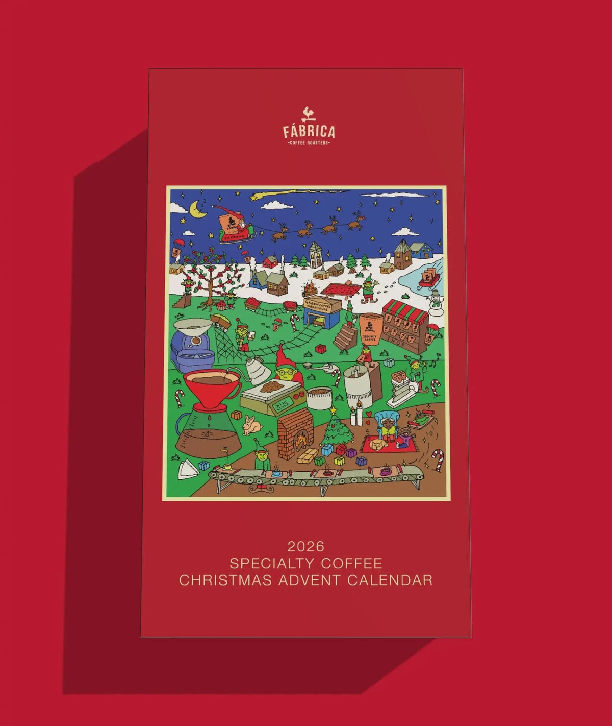 The full calendar: all 24 boxes in the red gift box