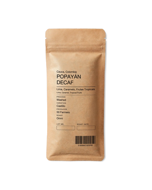 Popayán Decaf, omni roast, specialty coffee from Cauca, Colombia — 35g bag by Fábrica Coffee Roasters