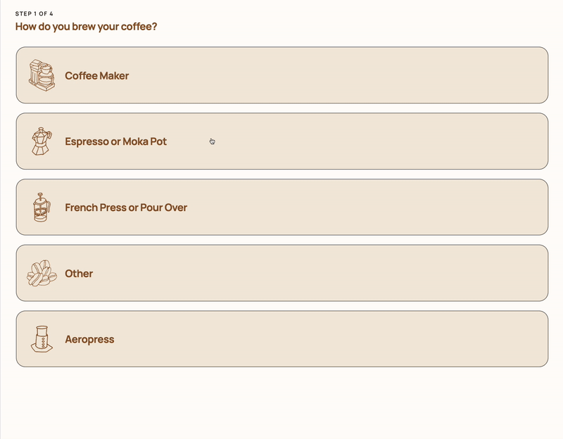 Quiz specialty coffee step by step