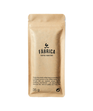 Sample 35g bag specialty coffee fabrica back